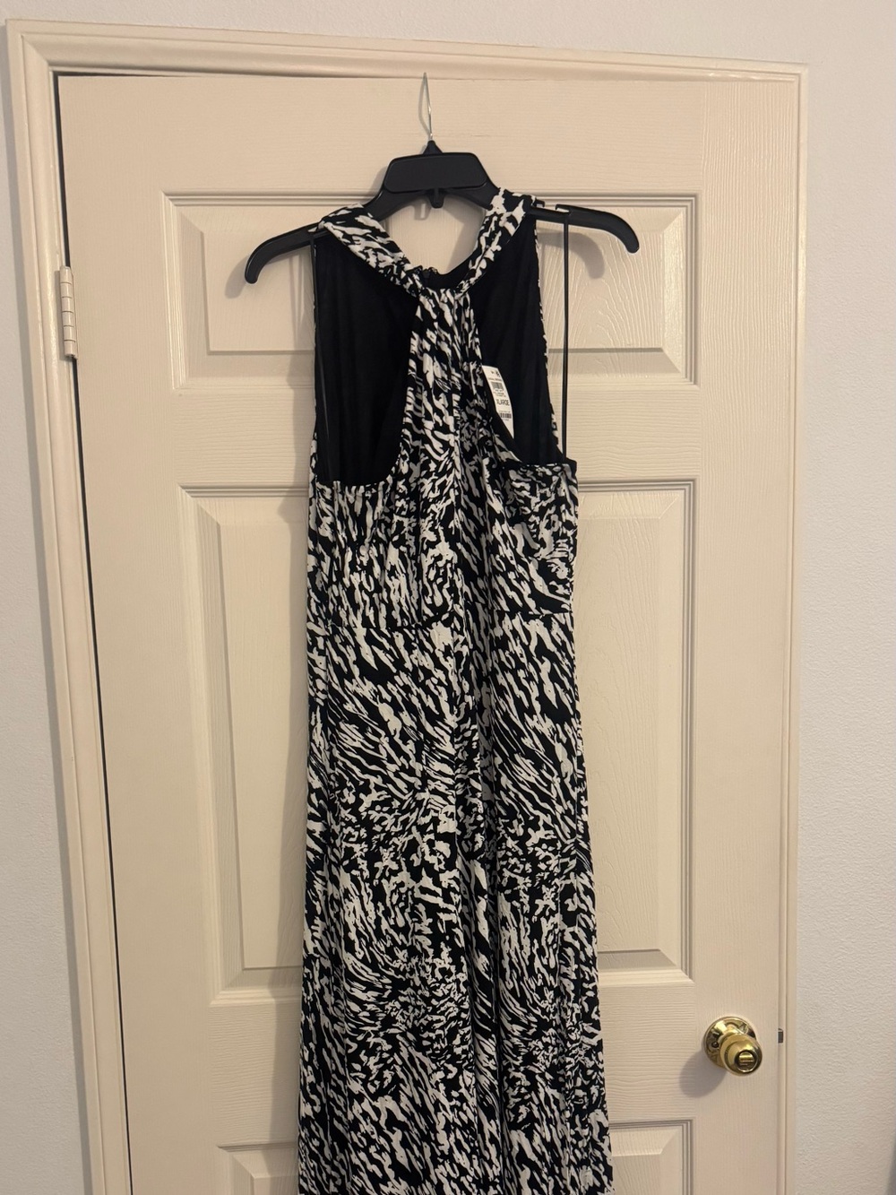INC International Concepts Black and White Printed Halter Maxi Dress